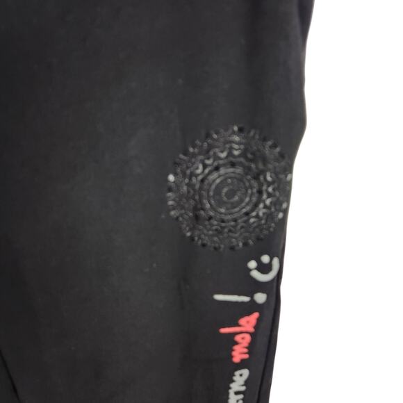Desigual Womens M Slim Fit Jogger‎ Trousers Pia Logo Embroidered Black Pull On - Picture 8 of 11